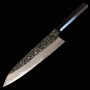 Japanese Chef Knife Gyuto - Hatsukokoro - SLD - Kurouchi Damascus - Blast Finish - Ebony wood Handle - size: 21cm