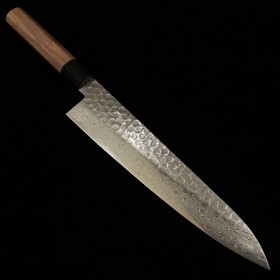 Japanese Chef Knife Gyuto - MIURA - AUS10 - Hanmmerd Damascus - Walnut Handle - size:24cm