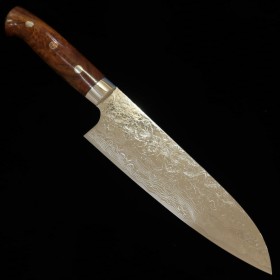 Faca japonesa santoku TAKESHI SAJI -Aço damascus R2 diamond finish ...