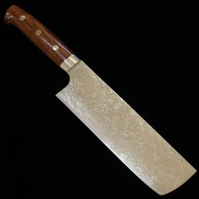 Faca japonesa nakiri TAKESHI SAJI -Aço damascus R2 diamond finish -ironwood Tam:18cm