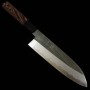 Japanese Santoku Knife - HATSUKOKORO - Satoshi Nakagawa - Blue Carbon steel No.1 - Damascus - Wenge Handle - Size: 18cm