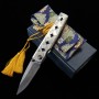 Japanese pocket knife - Mcusta - VG10 - 33 layers Damascus - KATANA - Silver - MC-0037D - Size: 71mm