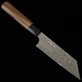 Japanese kiritsuke parling knife - SG2 anmon Damascus - water buffalo horn teak wood handle - size: 12cm