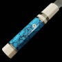 Japanese Single Bevel Chef Knife - MIURA Obidama - Silver3 - Turquoise custom handle - Size: 24cm