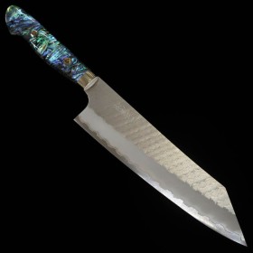Japanese Kiritsuke chef knife Gyuto - NIGARA - SG2 - Migaki Hammered Finish - Mother-of-Pearl Inlay handle - size: 21cm