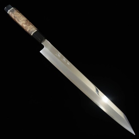 Japanese kandokoro yanagiba knife - MIURA Obidama - VG10 - Mirrored - Stabilized wood handle - Size:30cm