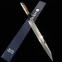 Japanese kandokoro yanagiba knife - MIURA Obidama - VG10 - Mirrored - Stabilized wood handle - Size:30cm