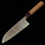 Japanese Santoku Knife - MIURA - Silver3/Ginsan - White Damascus - Zelkova wood handle - size: 16.5cm