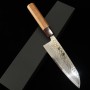 Japanese Santoku Knife - MIURA - Silver3/Ginsan - White Damascus - Zelkova wood handle - size: 16.5cm