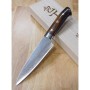 Japanese Petty Knife - TAKESHI SAJI - Blue Steel No.2 Damascus - Colored - Ironwood Handle - Size: 13.5/15cm