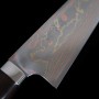 Japanese Chef Knife Gyuto - TAKESHI SAJI - Blue Steel No.2 Damascus - Colored - Ironwood Handle - Size: 18/21/24cm