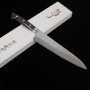 Japanese Chef Knife Gyuto - TAKESHI SAJI - Blue Steel No.2 Damascus - Colored - Ironwood Handle - Size: 18/21/24cm
