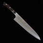 Japanese Chef Knife Gyuto - TAKESHI SAJI - Blue Steel No.2 Damascus - Colored - Ironwood Handle - Size: 18/21/24cm