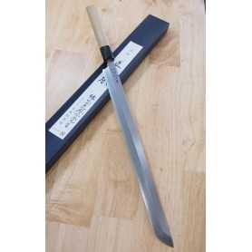 Faca japonesa sakimaru takobiki MASAMOTO SOHONTEN honkasumi white steel Tam:33/36cm