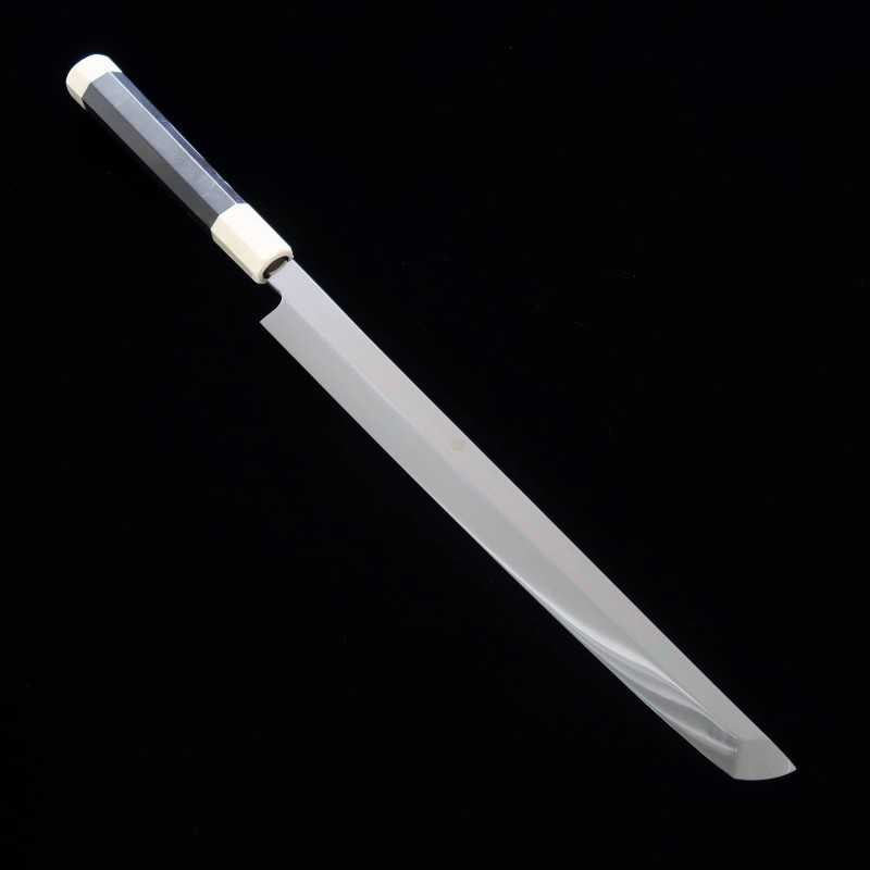 Takohiki Fuji Honyaki em aço  shirogami SUISIN acabamento espelhado cabo octogonal de ébano (300mm)
