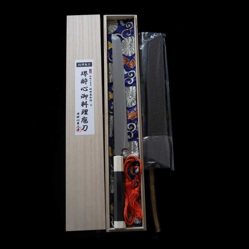 Takohiki Fuji Honyaki em aço  shirogami SUISIN acabamento espelhado cabo octogonal de ébano (300mm)