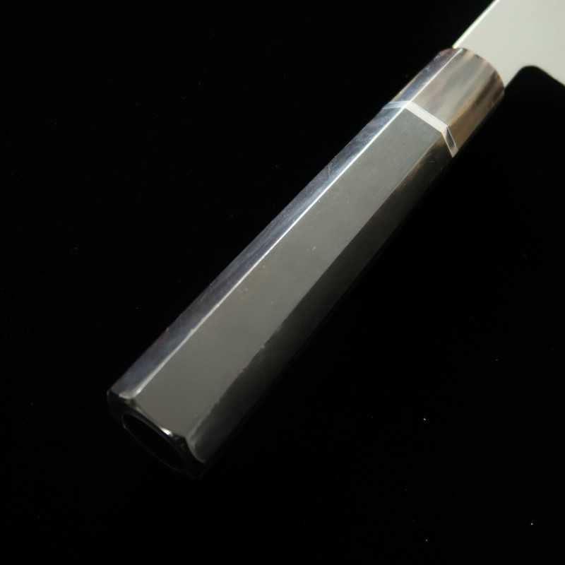 酔心 SUISIN 白鋼 本焼 和牛刀 総鏡面仕上げ 黒檀八角銀線一本柄 (270mm)
