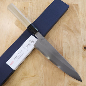 Gyuto SAKAI KIKUMORI "Kikuzuki" Aogami no.2 acabado nashiji, mango octogonal de magnolia (210mm)