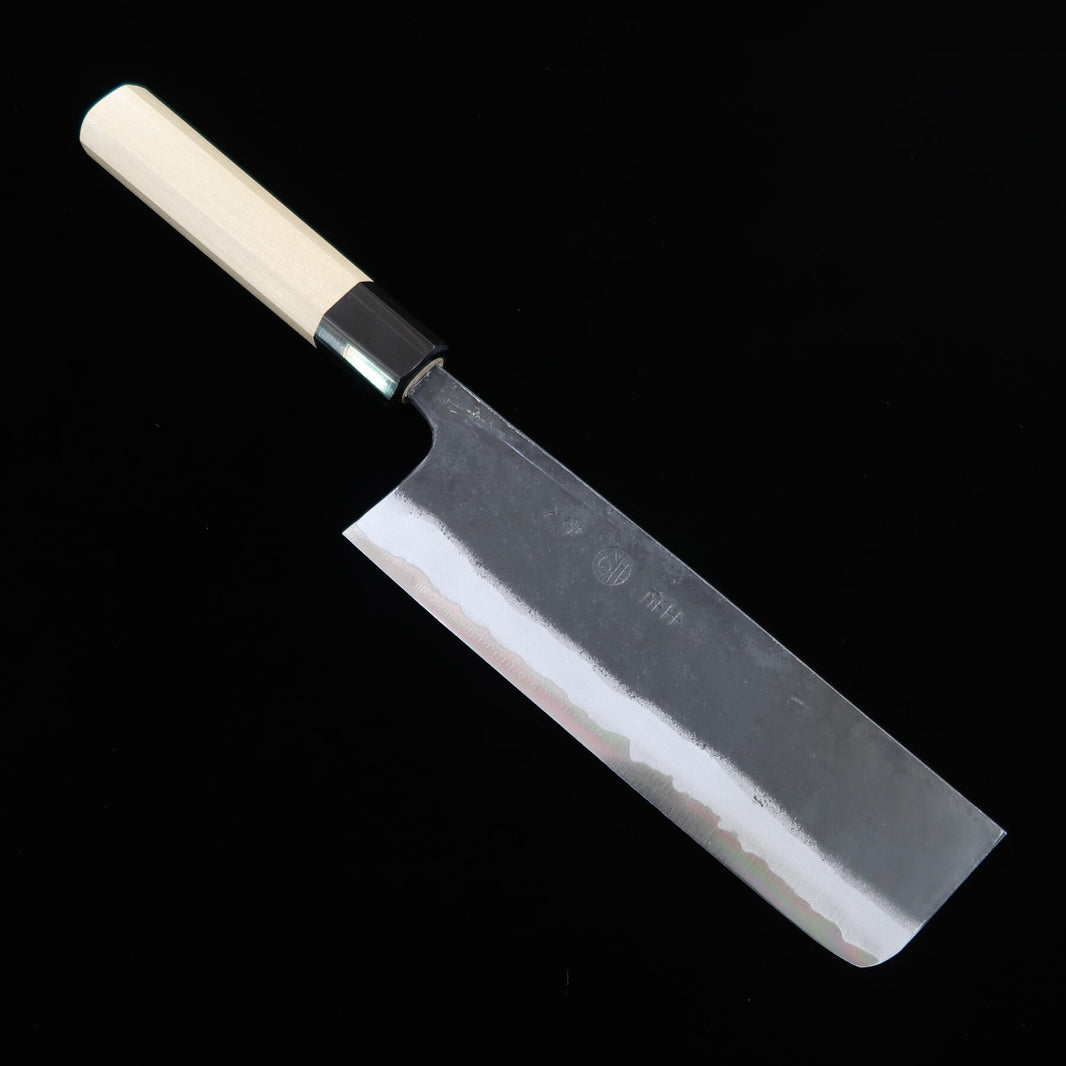 Kyohei Shindo's Nakiri, Aogami No. 2, Kurouchi, with an Octagonal Magnolia Handle (165mm)