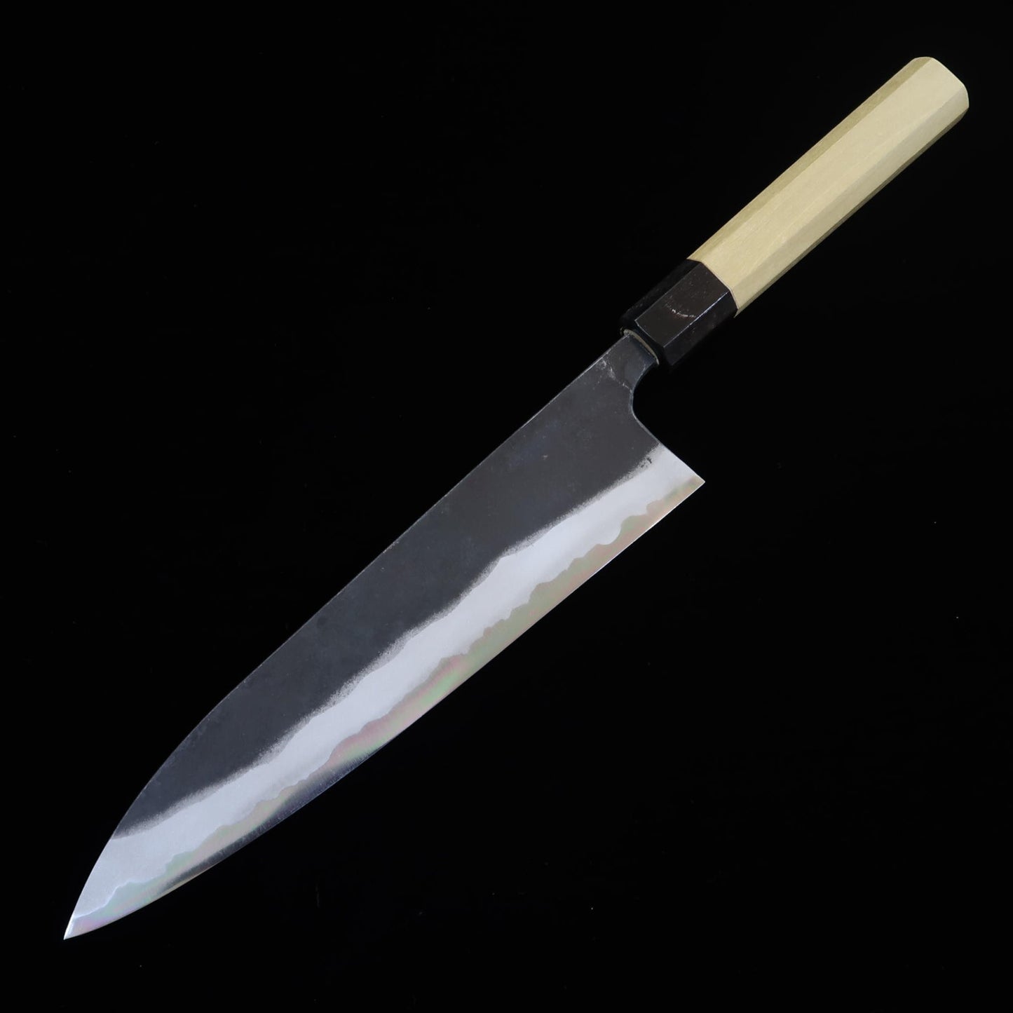Kyohei Shindo Gyuto, Aogami No. 2, Black Finish, with an Octagonal Magnolia Handle (210mm)