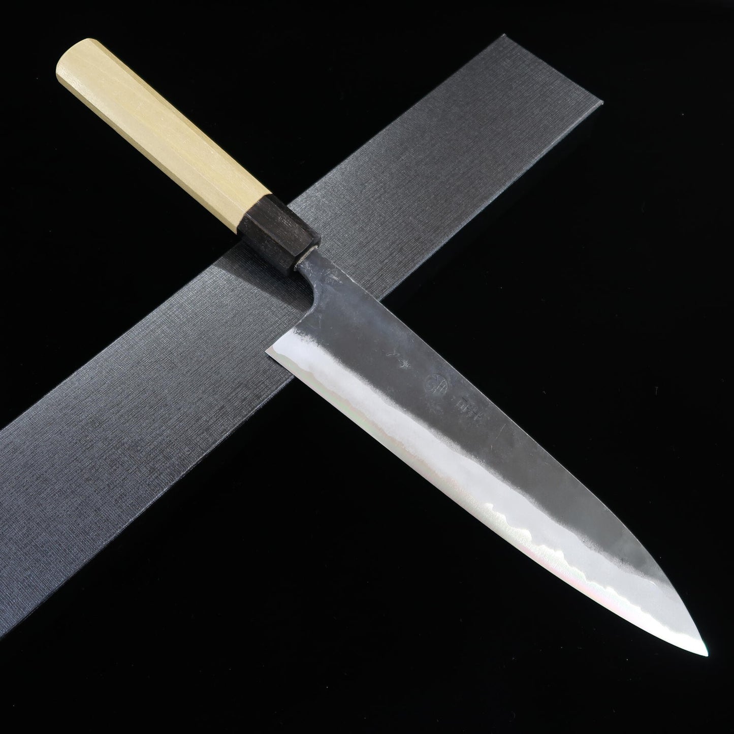 Kyohei Shindo Gyuto, Aogami No. 2, Black Finish, with an Octagonal Magnolia Handle (210mm)