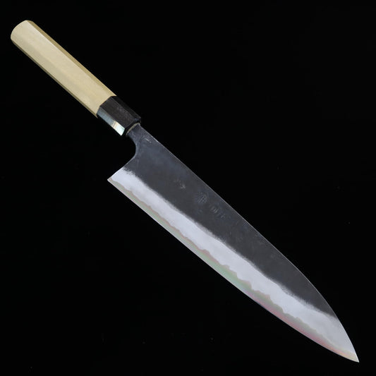 Kyohei Shindo Gyuto, Aogami No. 2, Black Finish, with an Octagonal Magnolia Handle (210mm)