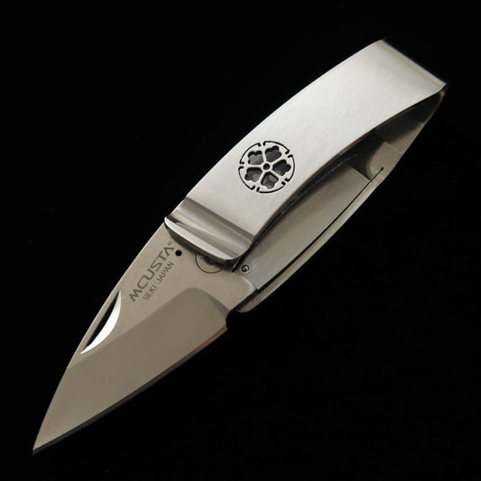 MCUSTA Pocket Clip "Family Crest" Kikyo Design (MC-0082) Money Clip Knife (50mm)