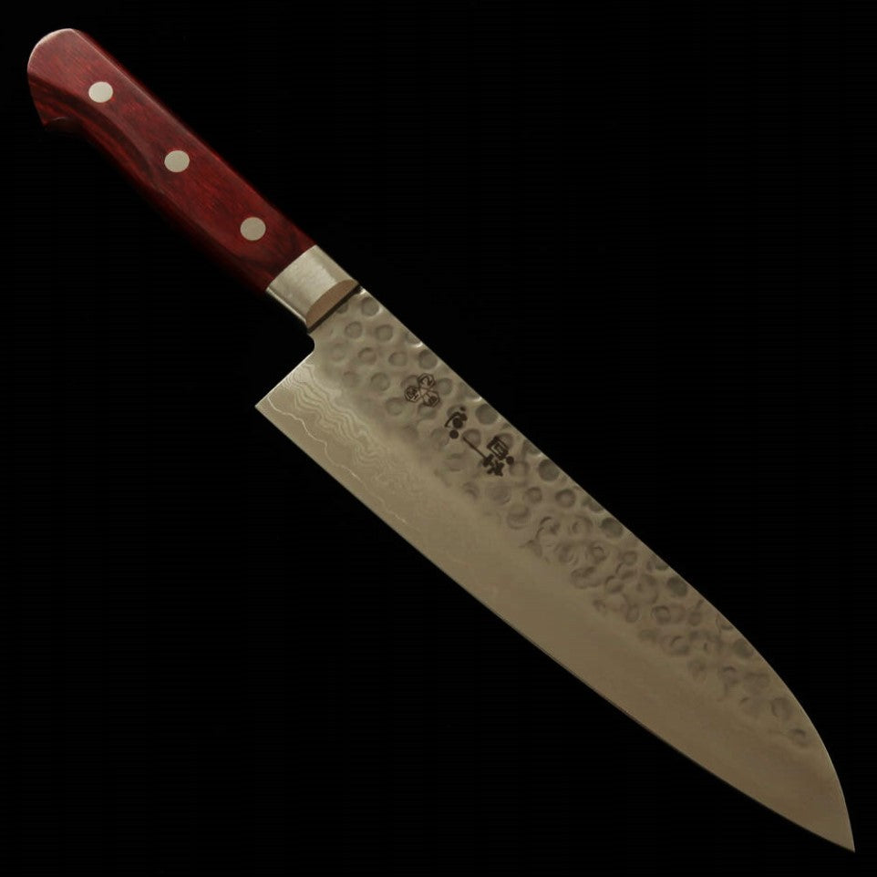 SUISIN Suisin Cabo de vinho Santoku VG10 Damasco martelado (180 mm)