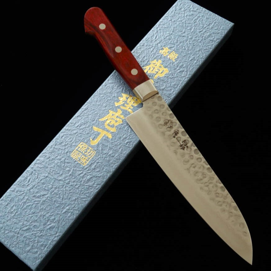 SUISIN Suisin Cabo de vinho Santoku VG10 Damasco martelado (180 mm)