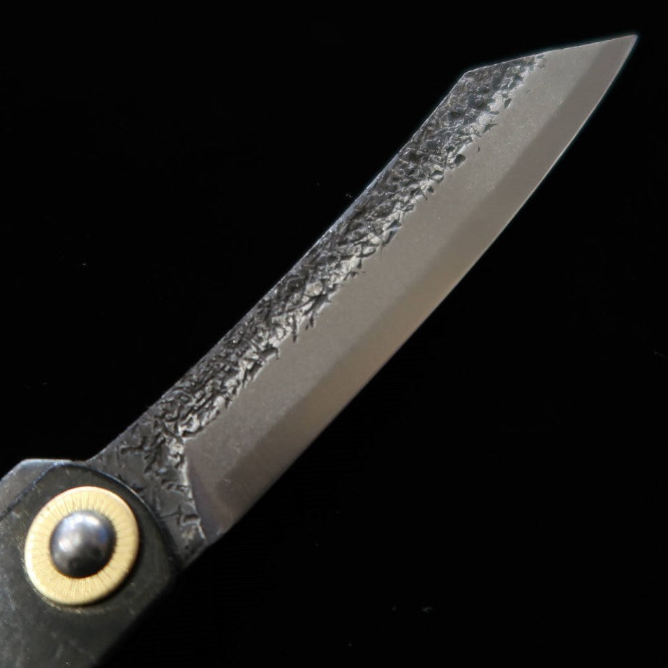 永尾かね駒製作所KANEKOMA 肥後守 青紙 本黒 大 鎚目 黒背（70mm）