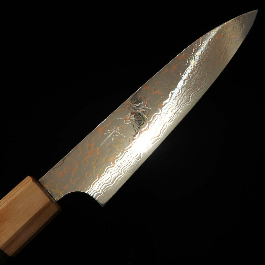 Takeshi Saji Petty Knife, VG10 Colored Damascus with Rosewood Octagonal Handle (130mm)