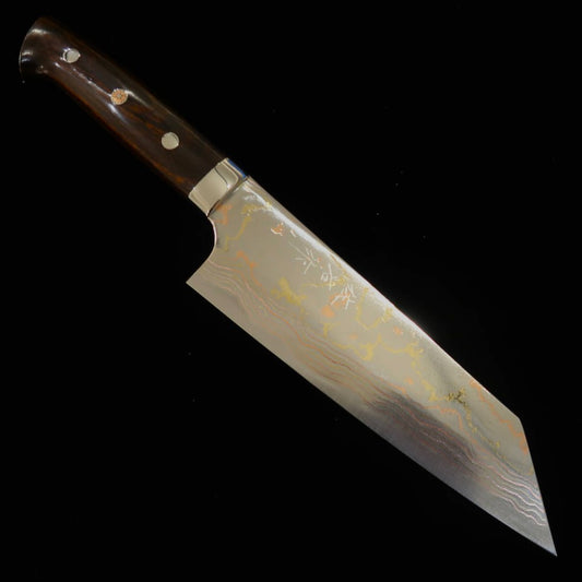 Takeshi Saji Aogami No.2 Colored Damascus Bunka Ironwood (175mm)