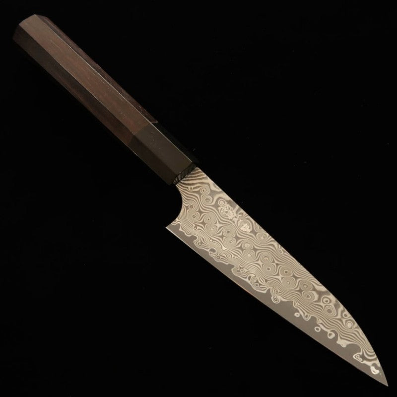 二唐刃物鍛造所 NIGARA ペティ SG2 暗紋 ダマスカス 水牛黒檀柄 (120mm)