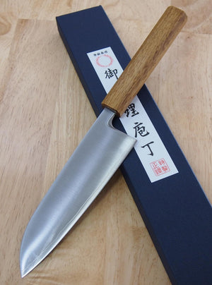 Miura 三浦 polvo de acero rápido, santoku, mango de roble octogonal (165 mm)