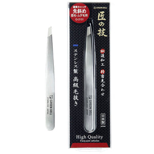 GREEN BELL Takumi no Waza Stainless Steel Premium Tweezers for Eyebrows and Unwanted Hair G-2151