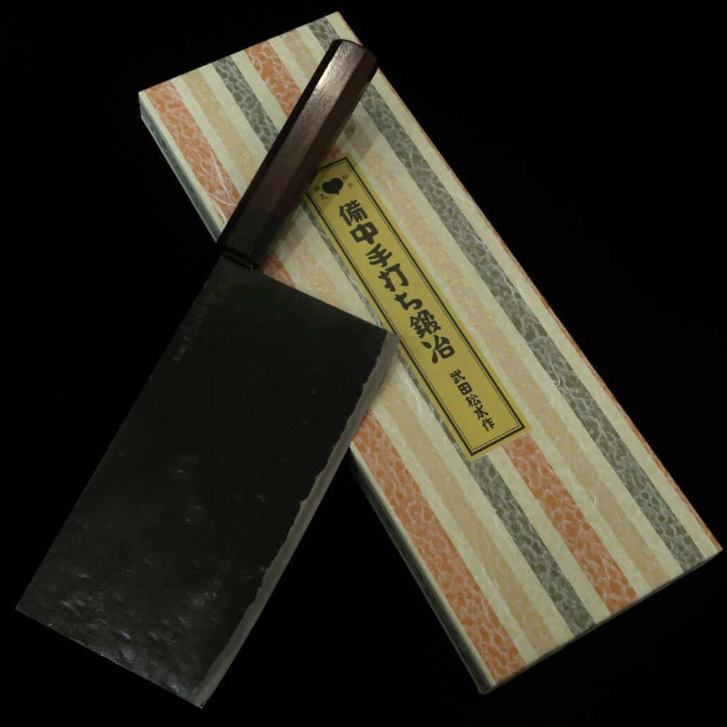 TAKEDA Forja a mano de Bitchu, cuchillo chino (pequeño), acero Hitachi hoja azul super (190~210mm)