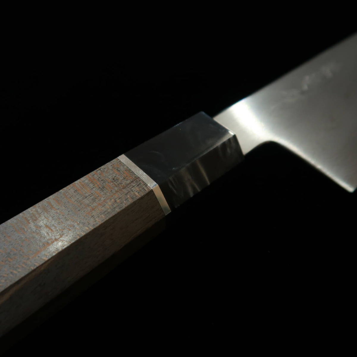 Kanetsune's Yohki Series Japanese Santoku Knife, Blue Paper No. 1, Damascus KC-457, with Stabilized Wood Handle (180mm)