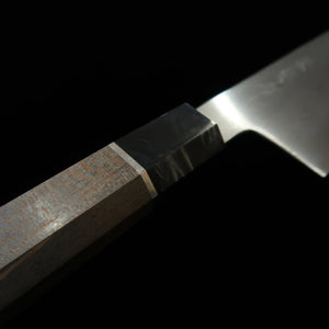 Kanetsune's Yohki Series Japanese Santoku Knife, Blue Paper No. 1, Damascus KC-457, with Stabilized Wood Handle (180mm)