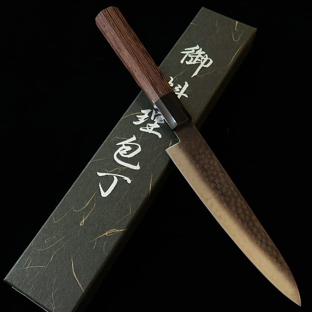 MIURA – Petty VG10, damas martelé noirci, manche octogonal en wengé (150 mm)