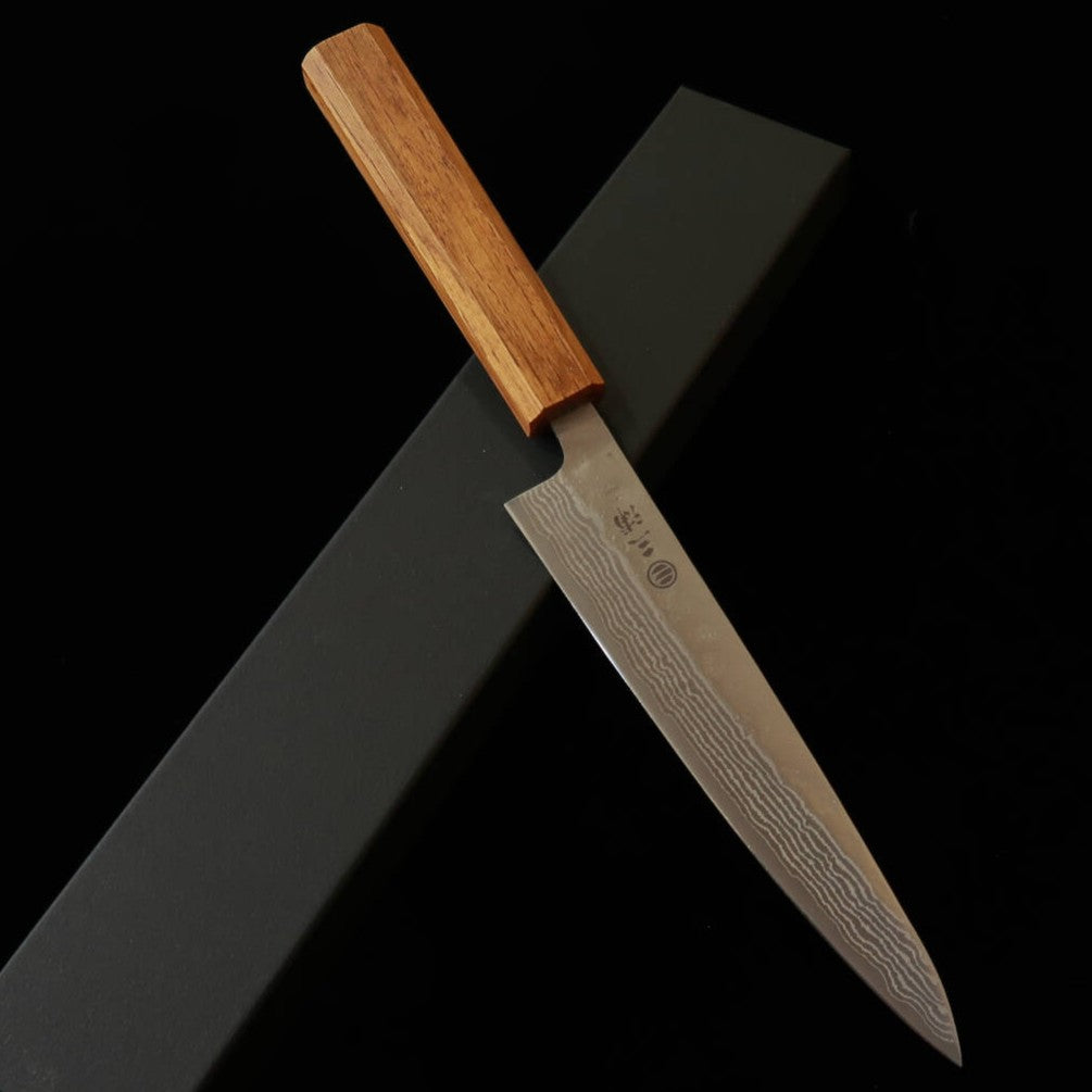Miura Petty 440C Matte Damascus Oak Octagonal Handle (150mm)