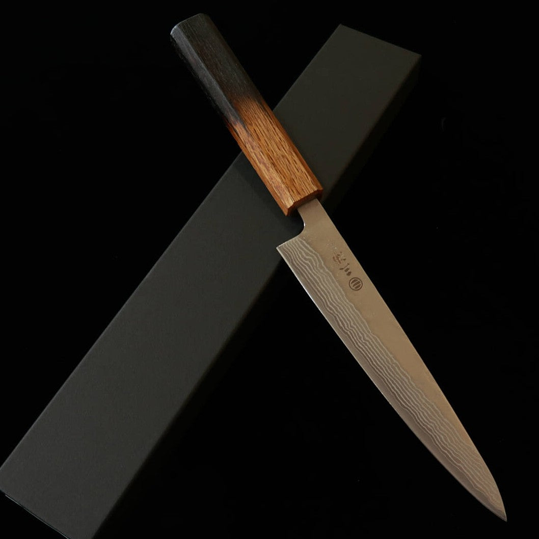 Miura Petty 440C Matte Damascus Baked Urushi Octagonal Handle