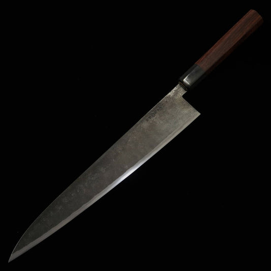 Takeda Hamono TAKEDA, forge artisanale de Bitchū, couteau à trancher double biseau Yanagi grand, acier Hitachi Blue Super (240 mm)