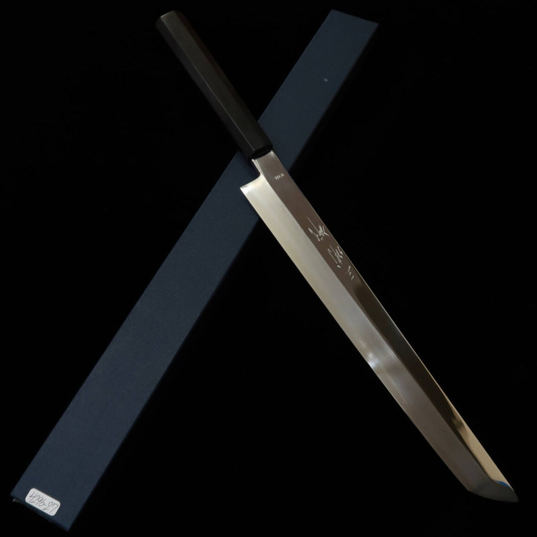 Miura Obidama Yanagiba à bout rond VG10 finition miroir manche octogonal en ébène (270/300 mm)
