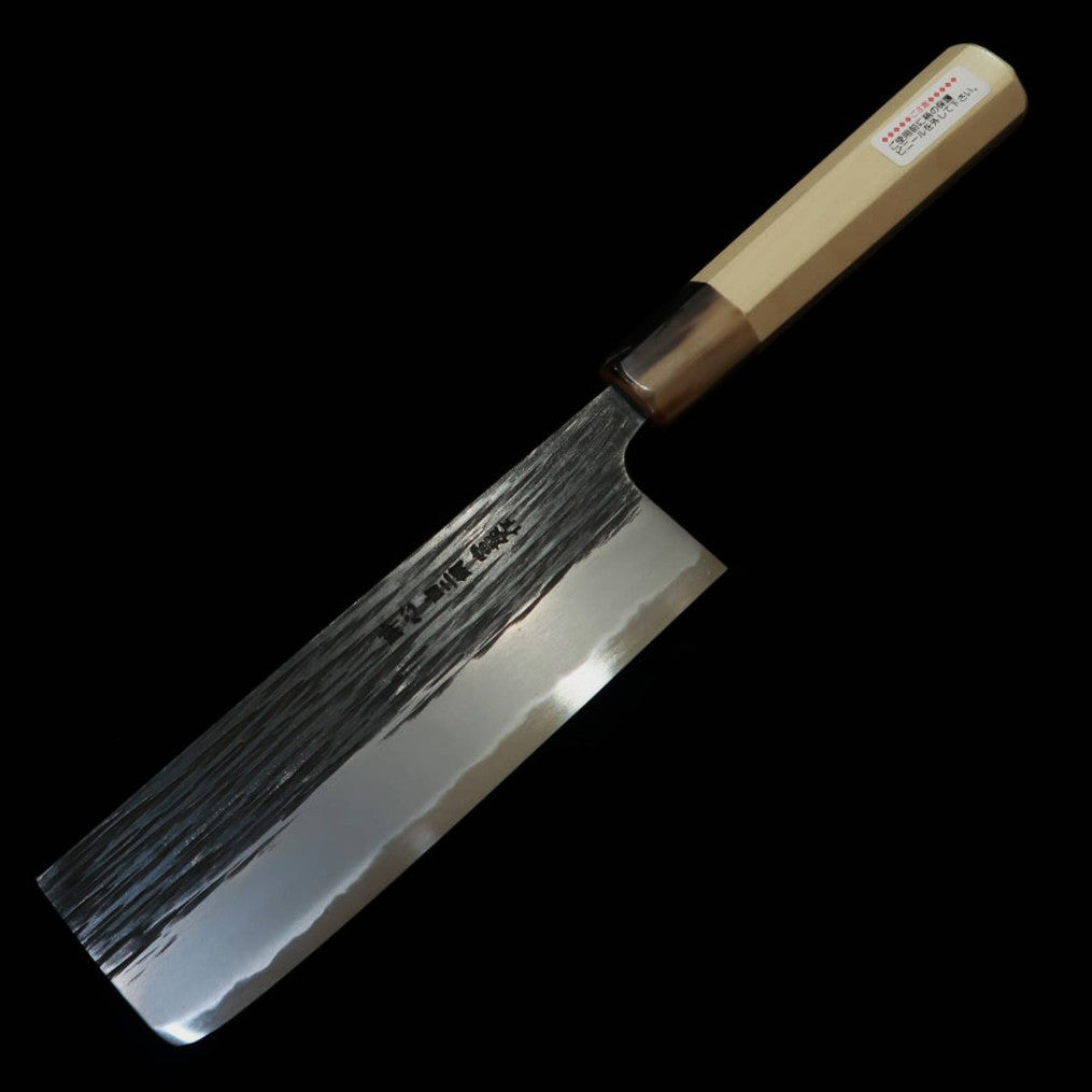 SUISIN Togashi Kenji's Black Forged Shirogami No.2 Nakiri with an Octagonal Magnolia Handle (165mm)