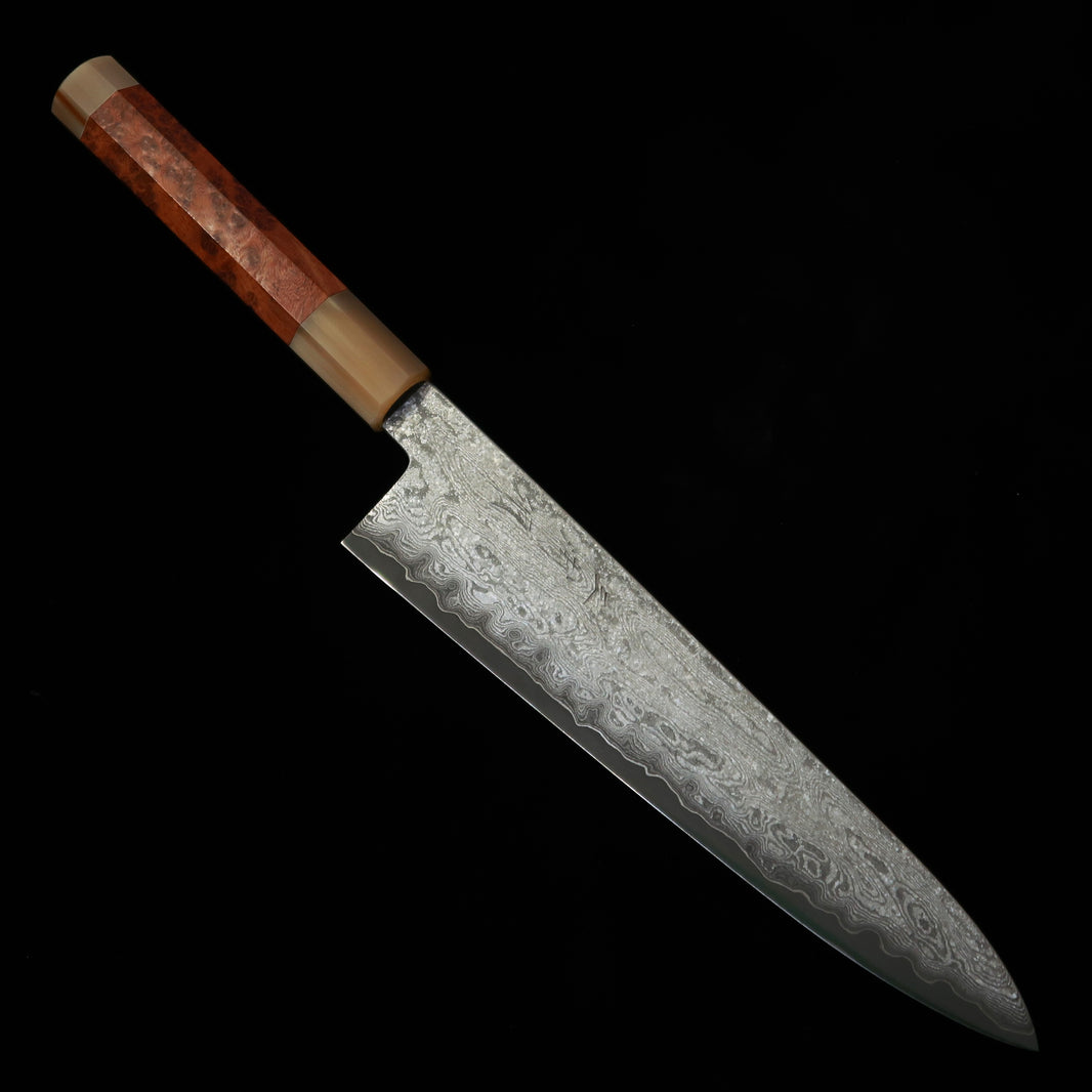 三浦佩MIURA Obidama 牛刀 銀紙三号 ダマスカス ブビンガハンドル（240mm）