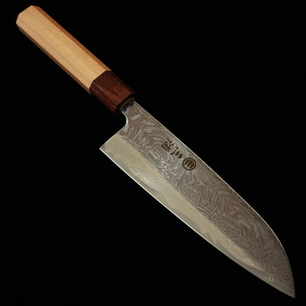 MIURA Santoku Uzunami Damas en nickel, manche octogonal en orme (165 mm)