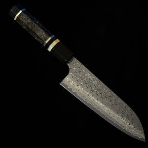 二唐刃物鍛錬所NIGARA 暗紋 三徳 SG2 ダマスカス カーボンファイバーハンドル（165mm）