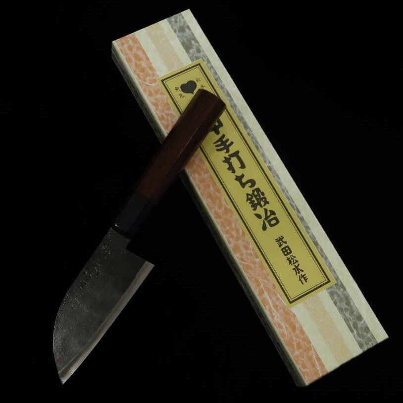TAKEDA Takeda Herrería forjada a mano de Bitchū Pequeño cuchillo de cocina Acero Hitachi Aogami Super (90–110 mm)