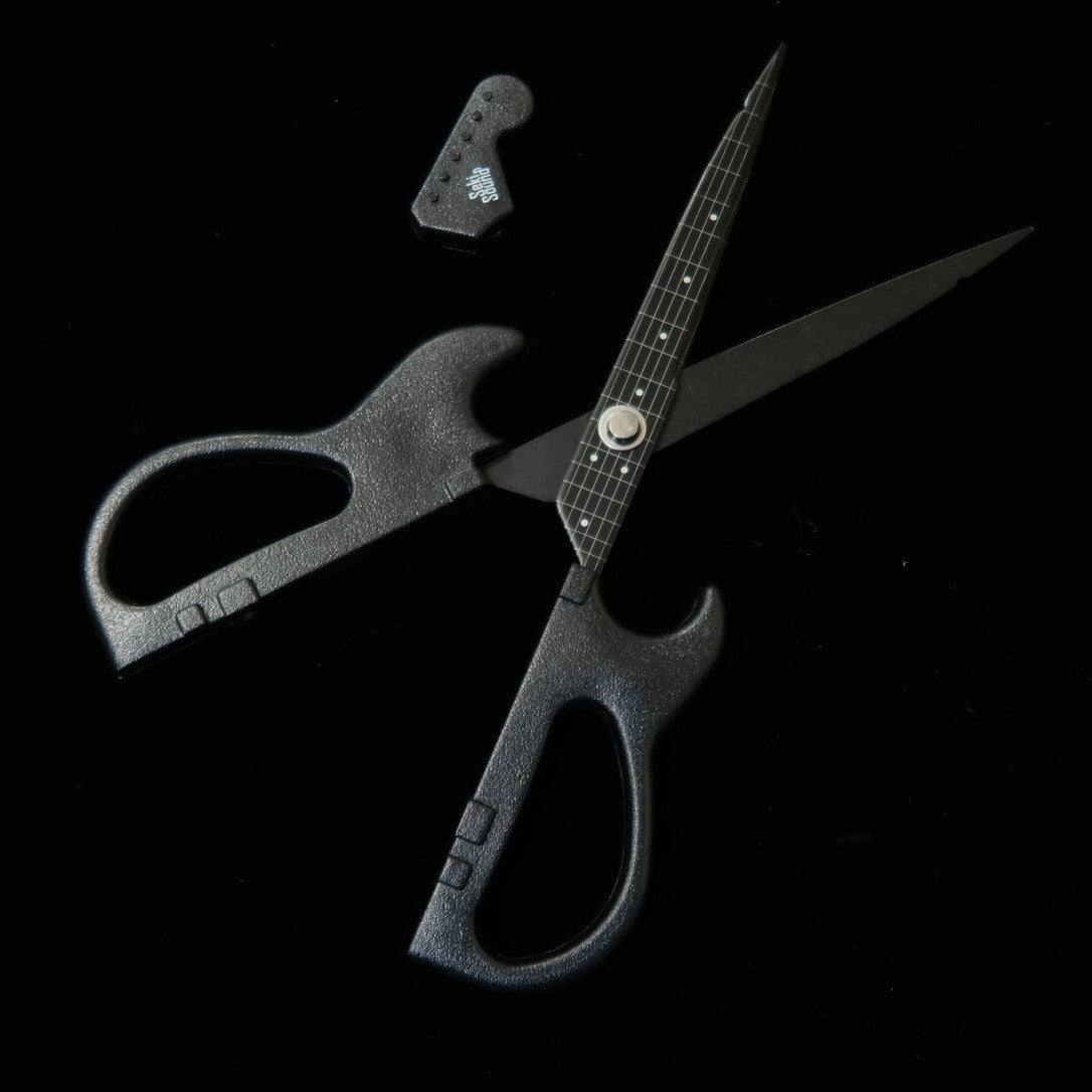 Nikken Cutelaria Tesoura em formato de guitarra com suporte, Preto