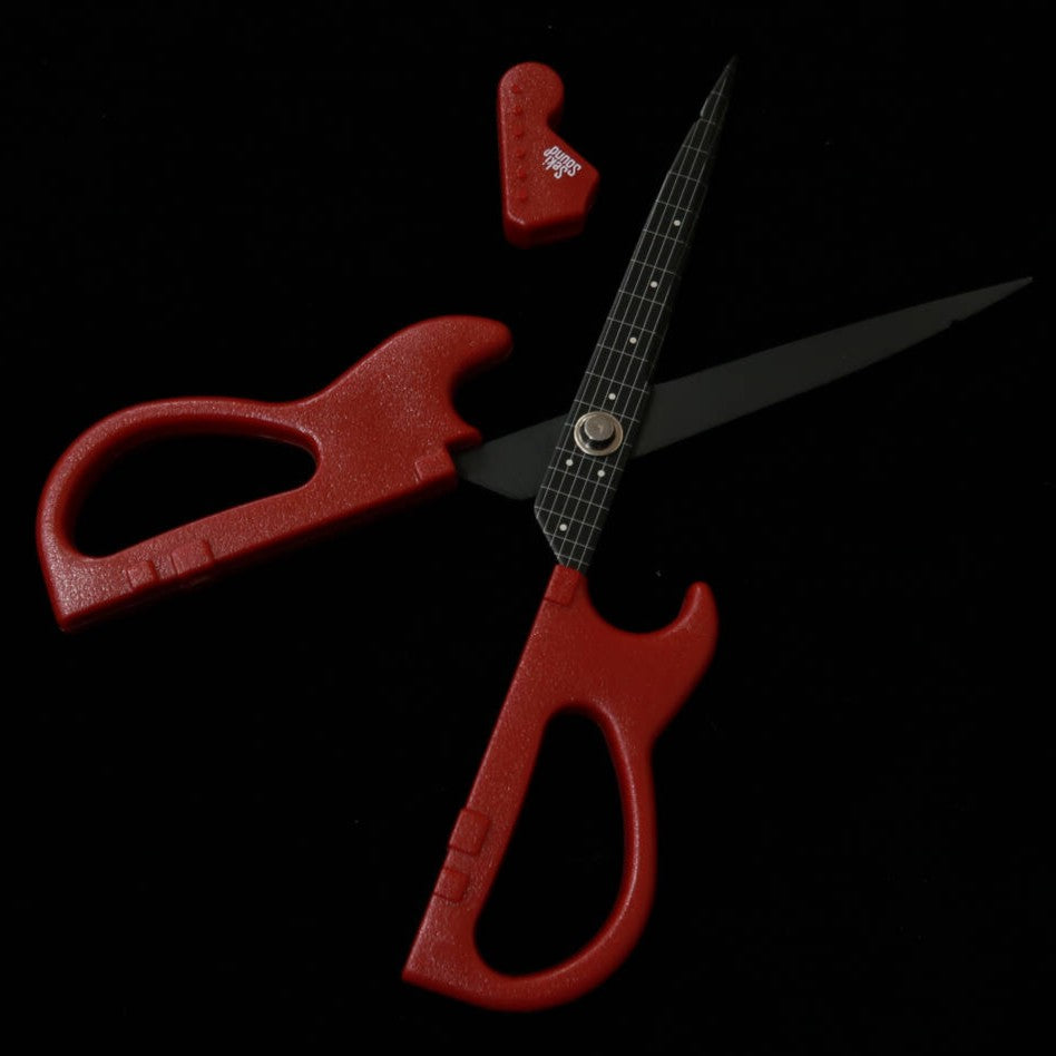 Nikken Cutlery Guitar Scissors with Stand, Red